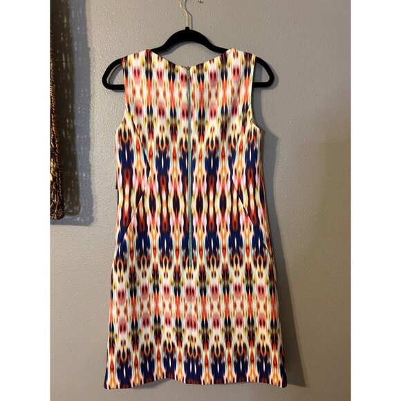 Tahari Sheath Dress 4 Ikat Colorful Stretch Sleeveless Career Church $128 NEW - Picture 8 of 9